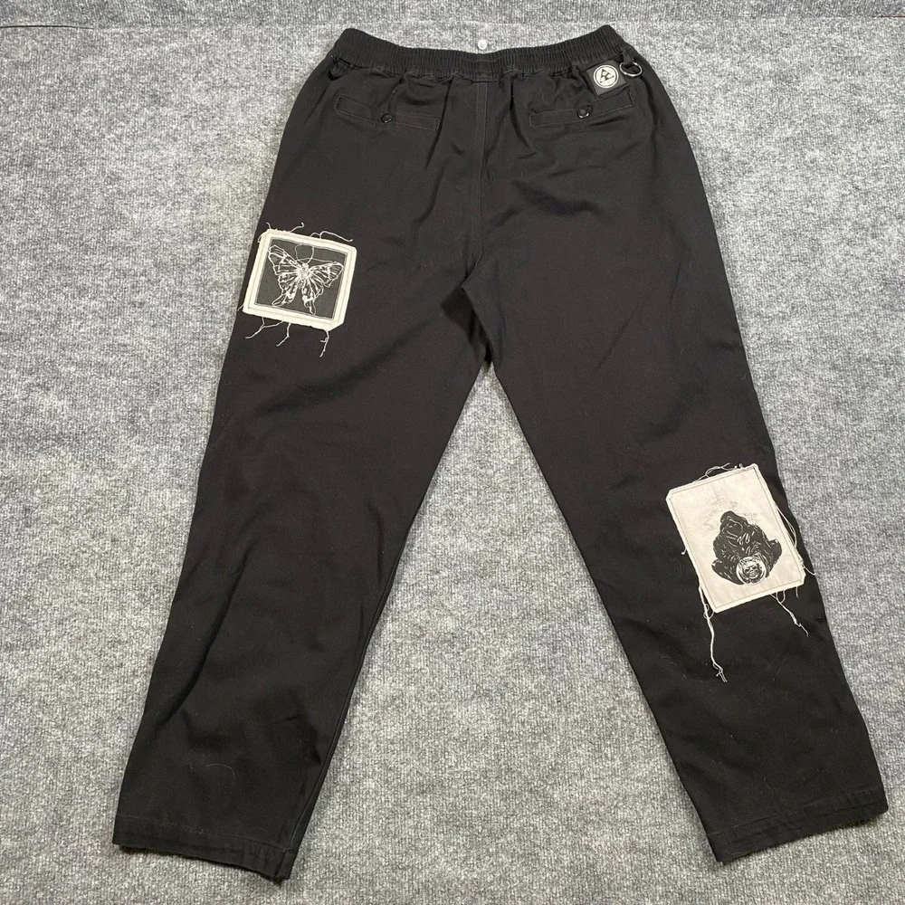 Welcome Skateboards Mens Black Patchwork Punk Graphic Pants Baphomet Size M - Picture 2 of 8